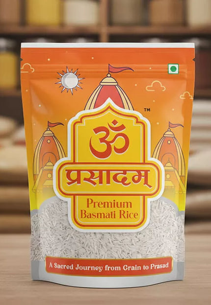 Om Prasadam Mahaprasad – Premium Basmati Rice (Bhakti se Abhimantrit, Shanti se Bhara hua)